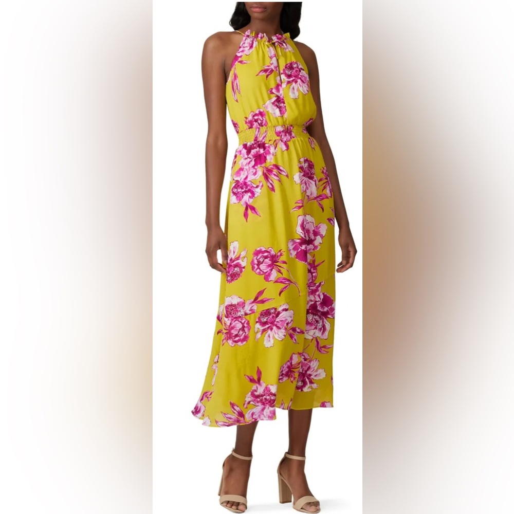 Great Jones Women's Floral Maxi Dress Yellow Sleeveless Party Size S